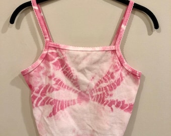 Camiseta sin mangas corta con efecto tie-dye Shibori estilo Kanoko