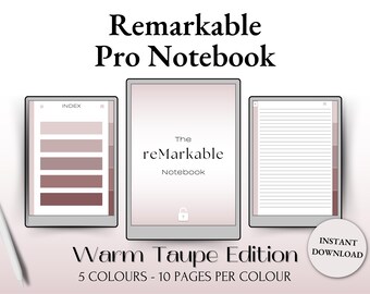 reMarkable 2 Notebook: Hyperlinked Lined PDF, 5 Sections (Digital Download)