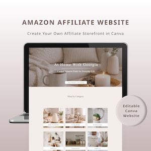 Plantilla de sitio web de afiliados de Amazon Canva, plantilla de escaparate de influencers / Enlace editable en la biografía / Sitio web de creación de UGC, alojamiento gratuito