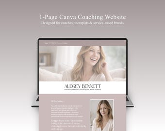 1-Page Canva Coaching Website Template | Minimal Luxury Website for Coaches & Therapists | No Tech Required | Booking Website