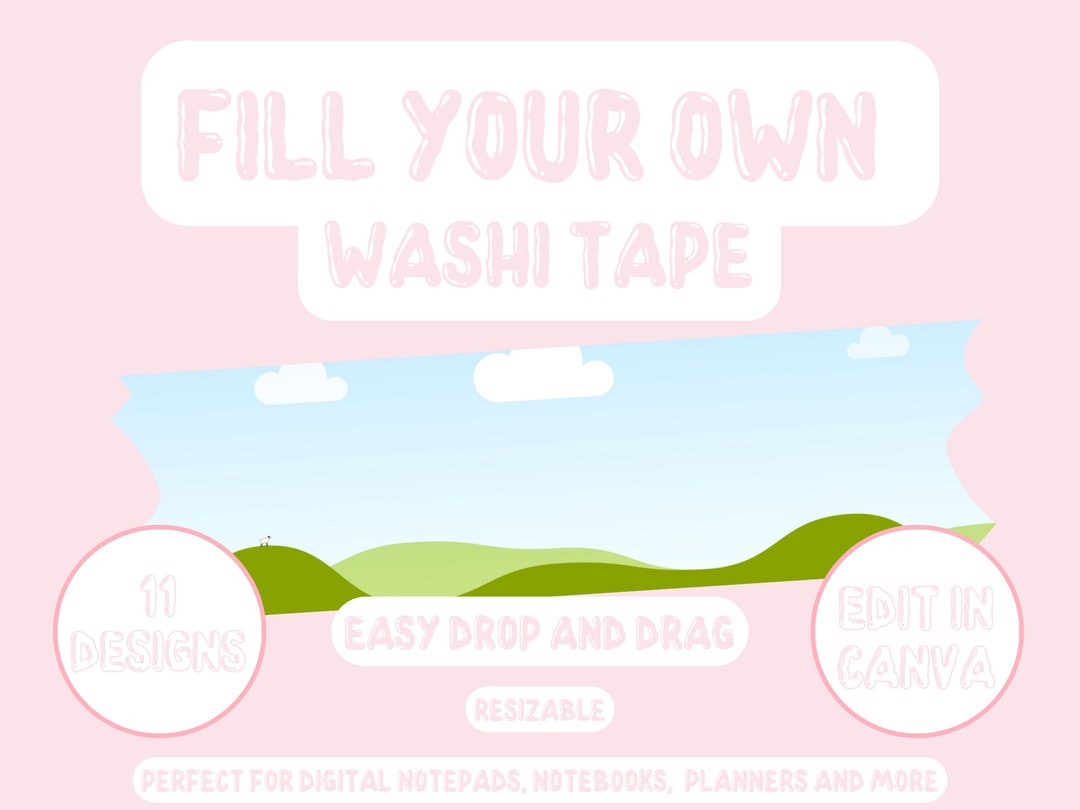 Washi Tape Canva Template, Drag and Drop Washi Tape Template for Canva