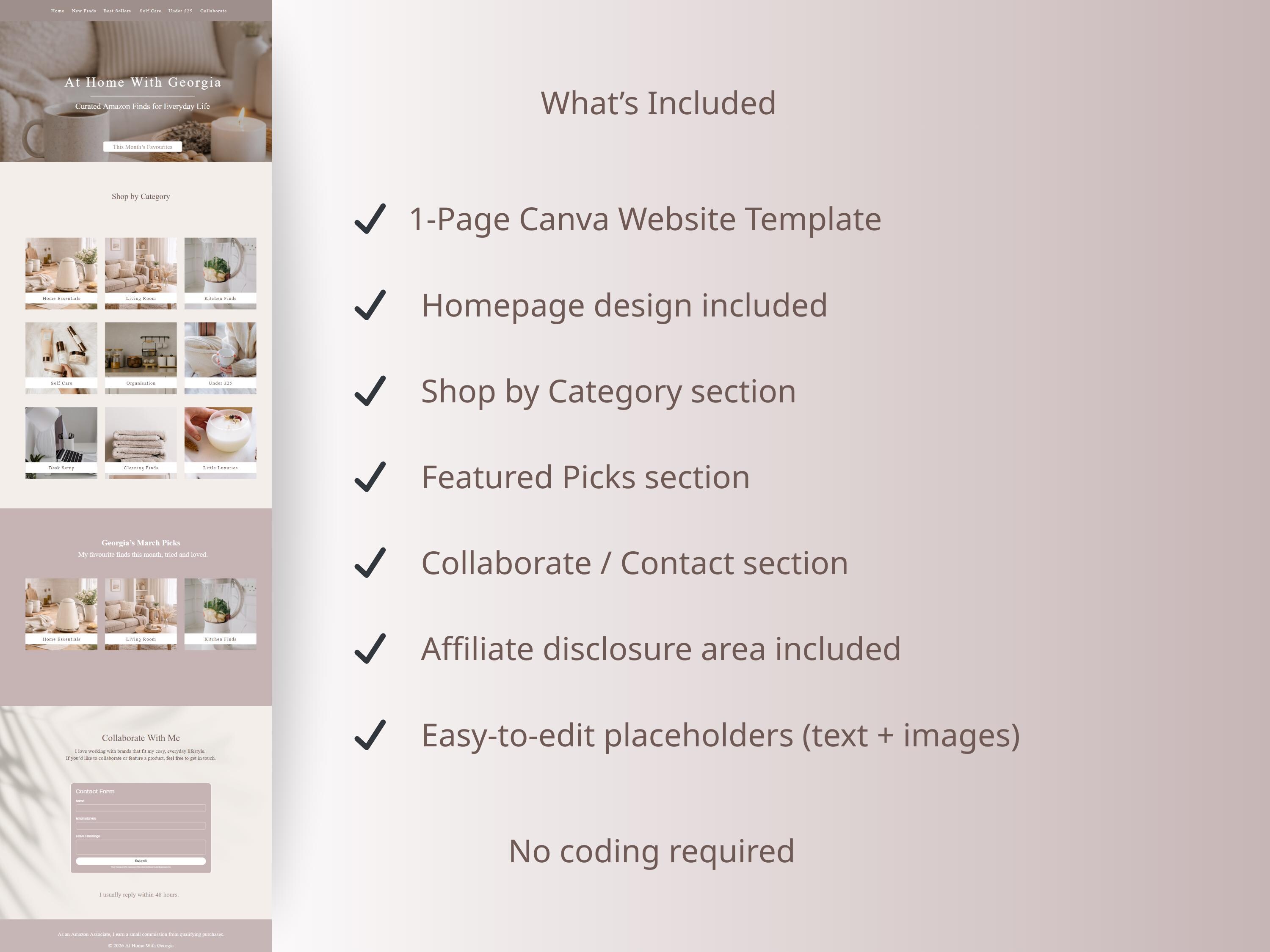 Amazon Affiliate Website Template Canva, Influencer Storefront Template ...