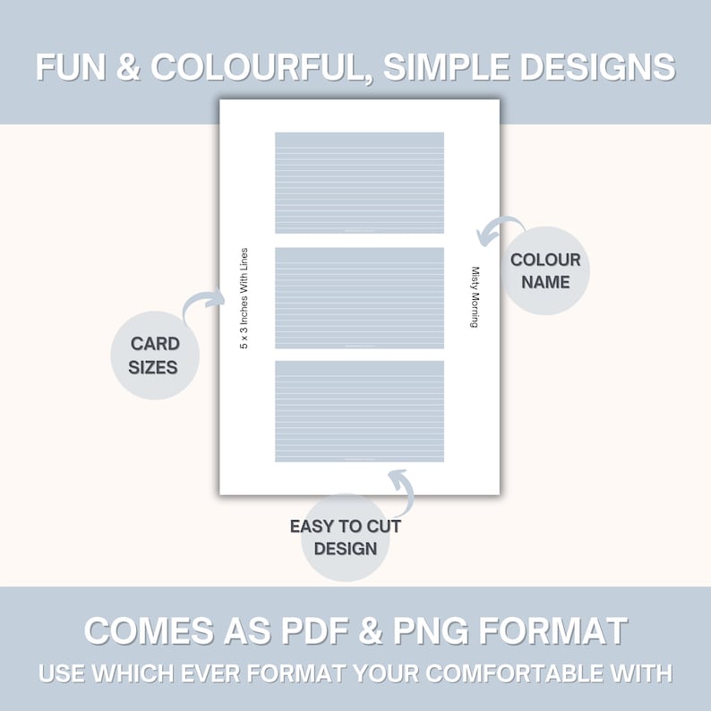 5x3 Layout Printable Horizontal 5x3 Index Cards, Printable Lined Index Cards ...