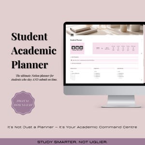 Student Notion Planner | Academic Digital Organizer | Aesthetic University Dashboard | Study Calendar & Assignment Tracker Template