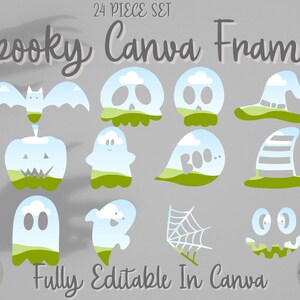 Fill-your-own Spooky Canvas Frame Template, Drag-and-drop Spooky Canvas Frame Template, Spooky Canvas Frame Template 24 piece set, 24 piece