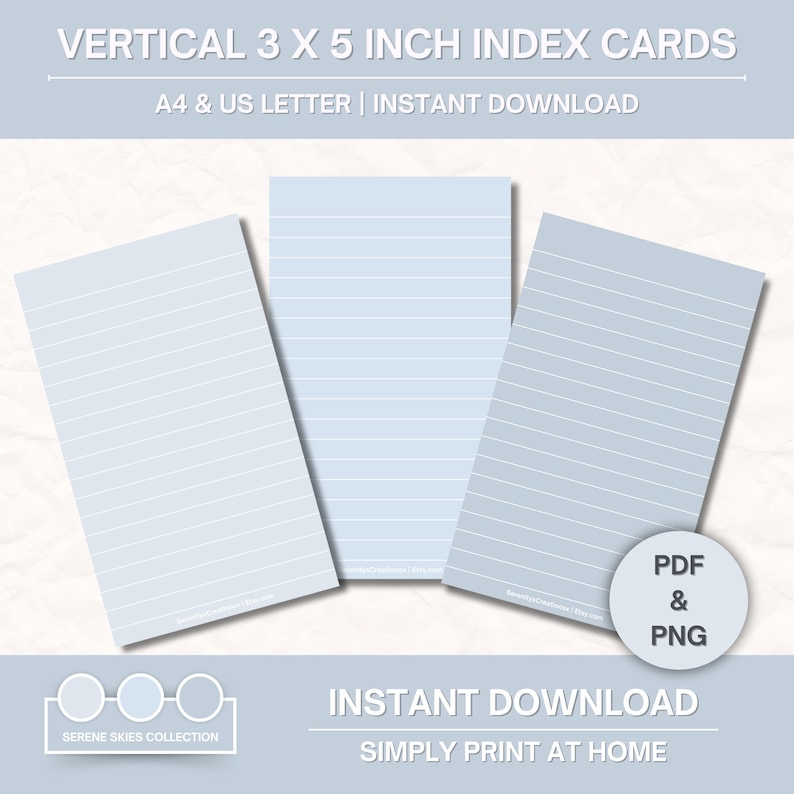 Printable Vertical 3x5 Index Cards, Printable Lined Index Cards ...