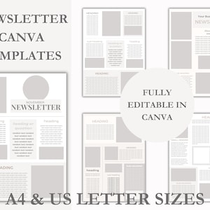 Editable Canva Newsletter Template: Modern Layout (A4 & US Letter) (Digital Download)