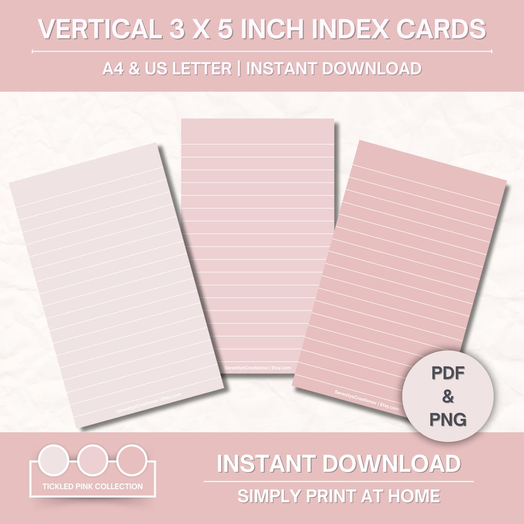 Printable Vertical 3x5 Index Cards, Printable Lined Index Cards ...