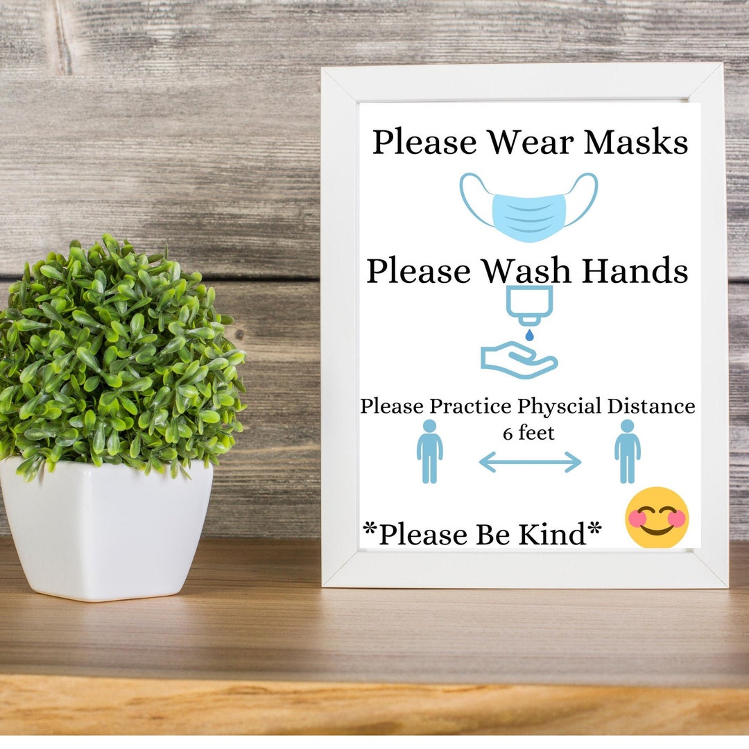 Mask Clean Sign Please Wash Hands, Printable Please Wear Mask, Instant Download, Front ...