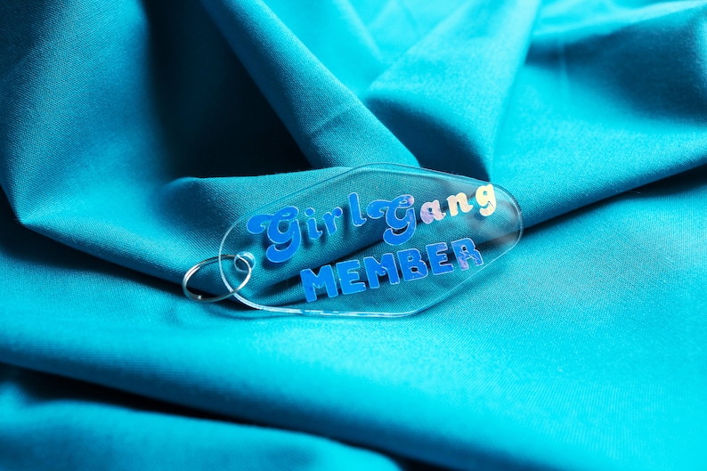 Girls Support Girls Girly Keychain Feminist Keychain Girl Gang Assemble Vinyl Hotel Keychain