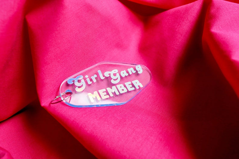 Girls Support Girls Girly Keychain Feminist Keychain Girl Gang Assemble Vinyl Hotel Keychain