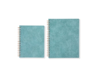 Notitieboek met zachte kaft in turquoise | Gepersonaliseerd cadeau met tekst of logo | 7x9" of 8,5x11" | 180 & 280 pagina's | Diverse papiersoorten | Kunstleer