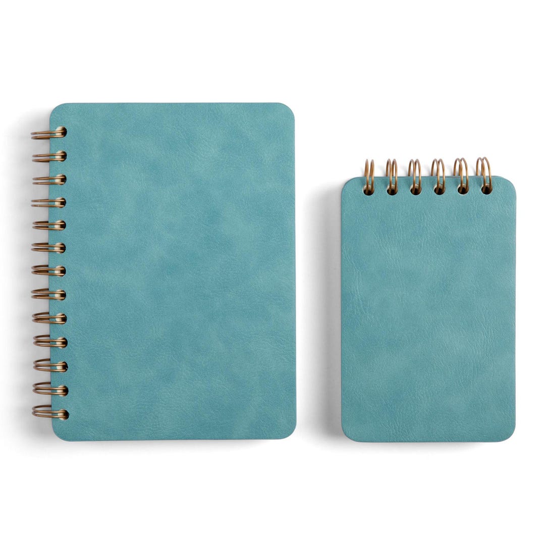Personalized Blue Spiral Notebook - Customizable Mini Journal | PU ...