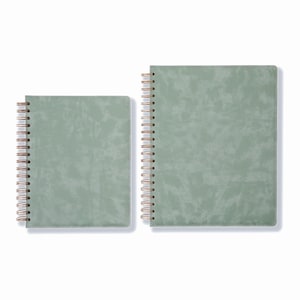 Green Hardcover Spiral Notebook | Personalized Gift w Text or Logo | 7x9" or 8.5x11" | 180 & 240 pages | Multiple Paper Options | PU Leather