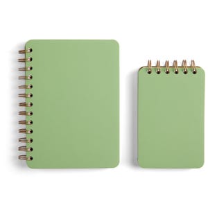 Cuaderno espiral de tapa blanda verde personalizado / Encuadernación superior / Encuadernación lateral / Minidiario de 8,9 x 14 cm / B6 / 13,7 x 18,8 cm / Regalo personalizado / Logotipo / Cuero sintético