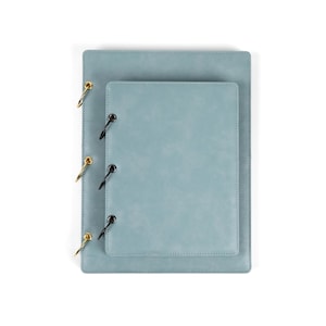 Refillable Blue Notebook | Personalized Gift | Custom 3 Hole Binder Notebook | Plain, Lined, Wide-ruled, Dot & More | Company logo |