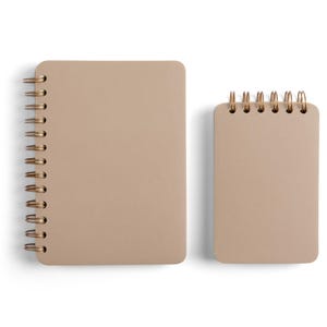 Cuaderno espiral beige de tapa blanda / Encuadernación superior o lateral / Minidiario de 8,9 x 14 cm / B6 / 13,7 x 18,8 cm / Regalo personalizado / Logotipo / Cuero sintético