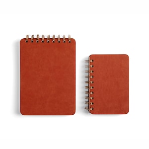 Custom Orange Softcover Spiral Notebook | Top Bound | Side Bound | 3.5x5.5" Mini Journal | B6 | 5x7" | Personalized Gift | Logo | PU Leather