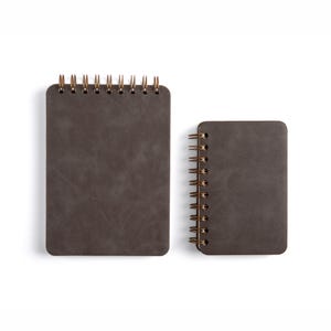 Custom Gray Softcover Spiral Notebook | Top or Side Bound | 3.5x5.5" Mini Journal | B6 | 5x7" | Personalized Gift | Logo | PU Leather