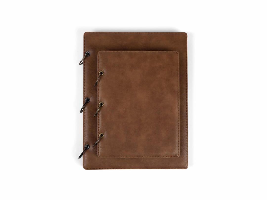 Refillable Brown Notebook | Personalized Gift | Custom 3 Hole Binder ...