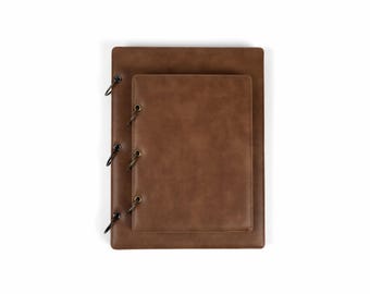 Navulbaar bruin notitieboek | Gepersonaliseerd cadeau | Notitieboek met 3 ringen op maat | Blanco, gelijnd, breed gelijnd, met stippen en meer | Bedrijfslogo |