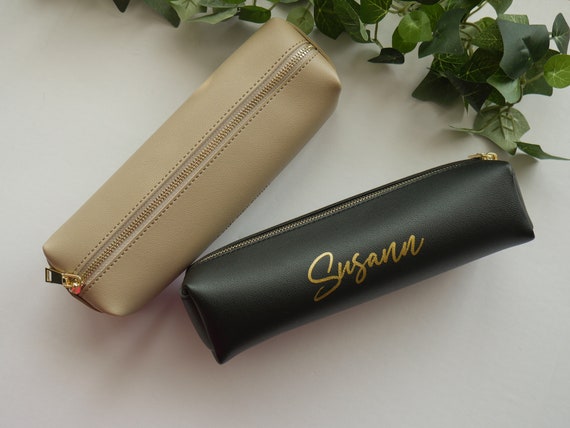 Personalized Large Pencil Case 5 Colors Back to School PU Leather Pencil  Pouch 