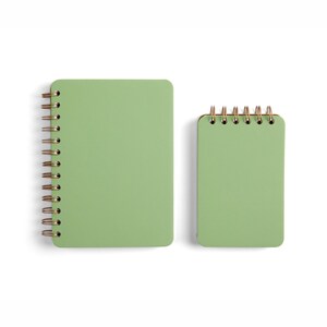 Quaderno a spirale con copertina morbida verde personalizzato / Rilegatura superiore / Rilegatura laterale / Mini diario 3,5x5,5" / B6 / 5x7" / Regalo personalizzato / Logo / Pelle sintetica