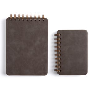 Cuaderno espiral de tapa blanda gris personalizado / Encuadernación superior / Encuadernación lateral / Minidiario de 8,9 x 14 cm / B6 / 13,7 x 18,8 cm / Regalo personalizado / Logotipo / Cuero sintético