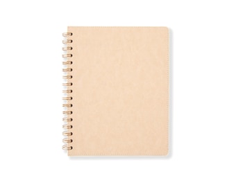 Beige spiraalgebonden notitieboek met zachte kaft | Gepersonaliseerd cadeau met tekst of logo | 18 x 23 cm | 180 & 280 pagina's | Diverse papiersoorten | Kunstleer | Bruin