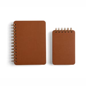 Cuaderno espiral de tapa blanda marrón personalizado / Encuadernación superior / Encuadernación lateral / Minidiario de 8,9 x 14 cm / B6 / 13,7 x 18,8 cm / Regalo personalizado / Logotipo / Cuero sintético