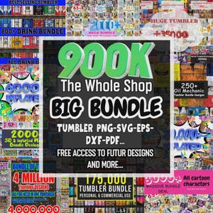 Paquete de inicio de tienda de impresión/mega paquete de más de 900 000 imágenes PNG SVG, personajes, películas, superhéroes, dibujos animados, cultura pop y diseño de envoltura de vaso delgado.