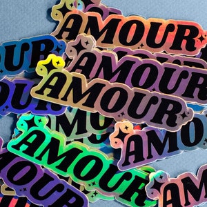 Autocollant - Sticker holographique - Amour (Autocollant à message bienveillant et encourageant, mantra, affirmation positive)
