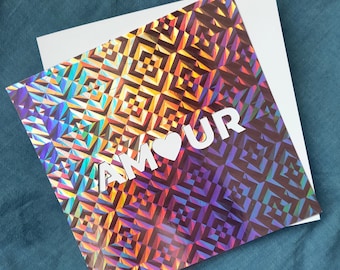 Holographic cut paper card - Love [Lasercut Card, Papercut card, Holographic card, Love]