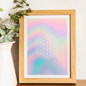 Poster - poster &quot;Holographic Flower of Life&quot; - Digital file - To print at home [flower of life, sacred geometry]