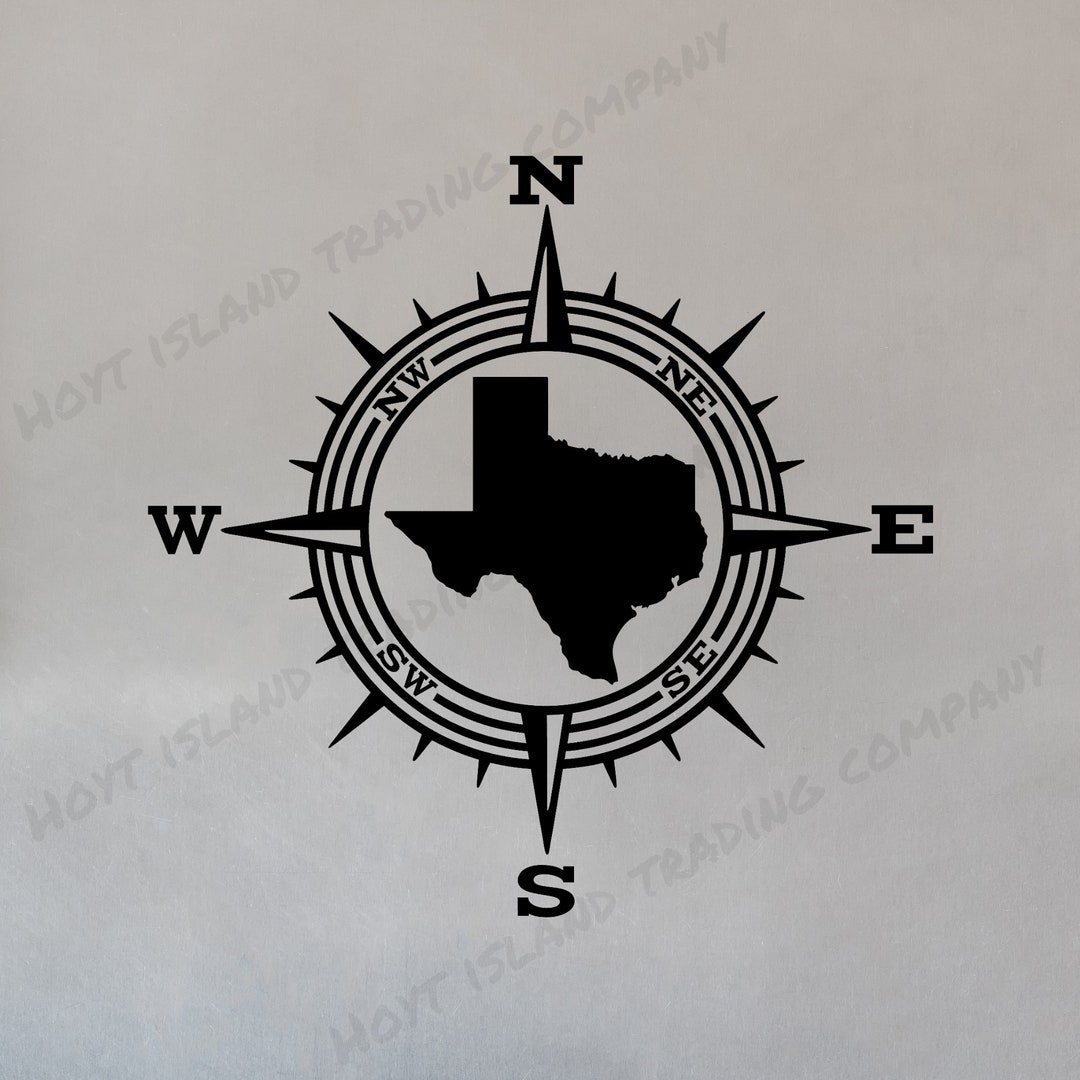 Texas State Compass Decal, Lone Star State Decal, Big D Sticker, Ranch ...