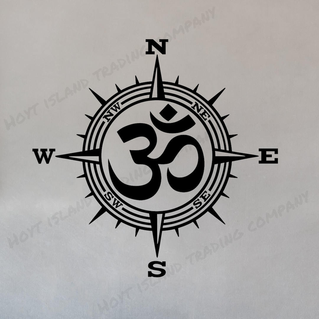 AUM Symbol Compass Decal, Mindfulness Vinyl Wall Decal, Namaste, OM Symbol Decal, Sizes to 28 Etsy