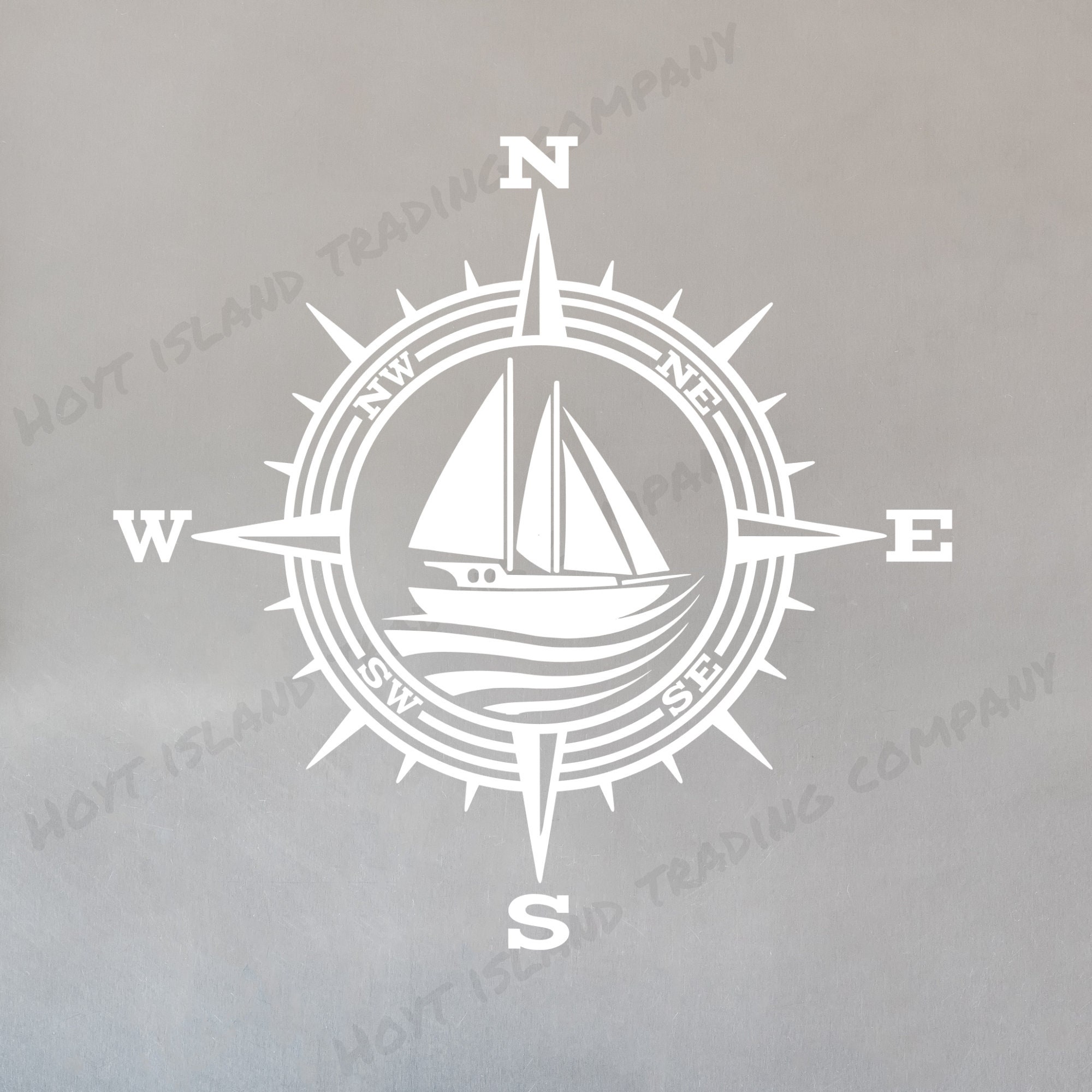 Compass Sailing Racing Sticker Sailboat Compass Decal, Lake Life Vinyl Wall Decal, Nautical Sticker ...