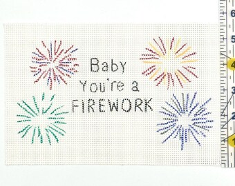 Fireworks Fourth of July 13 Mesh Needlepoint Canvas