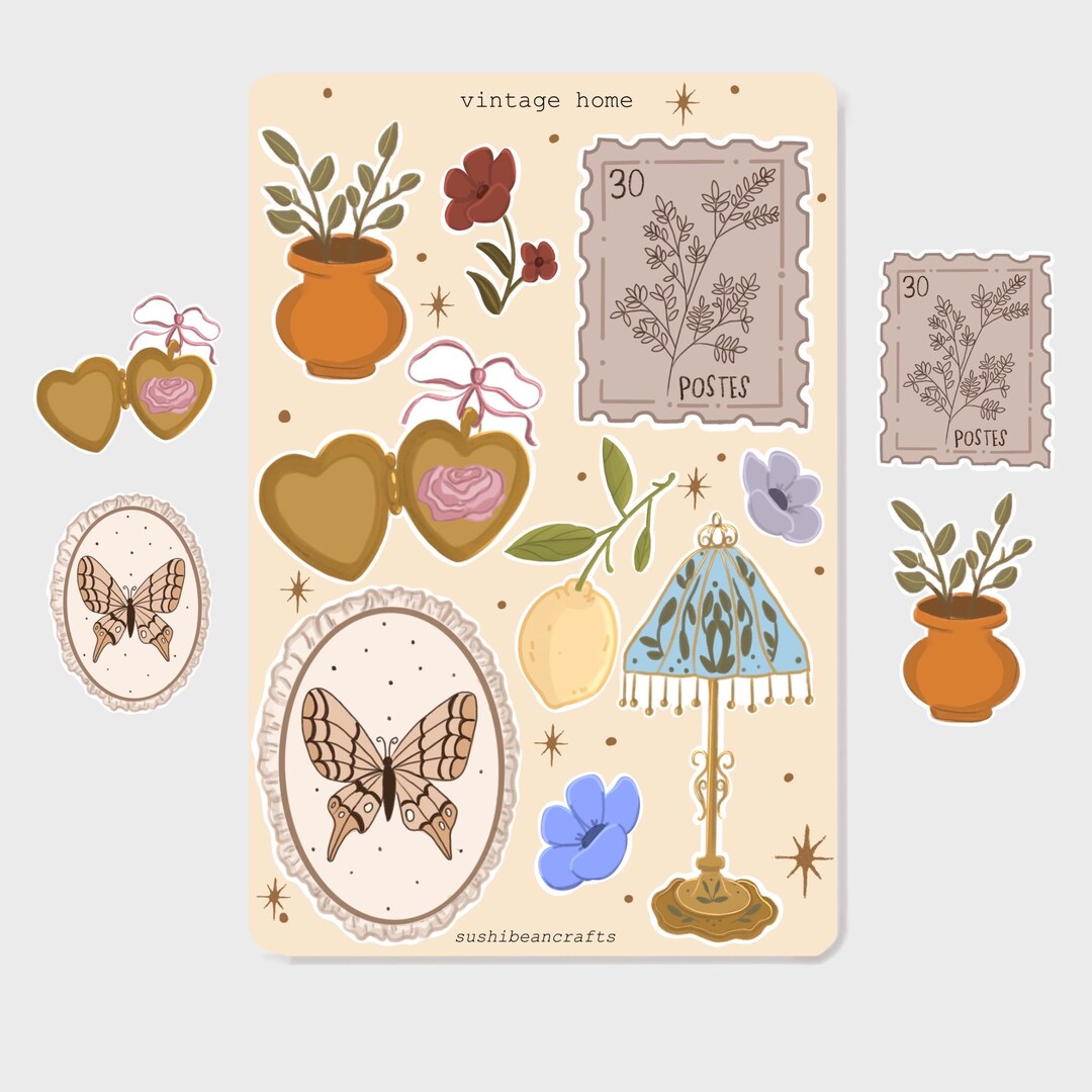 Vintage Home Sticker Sheet: Cottagecore Planner Stickers - Etsy