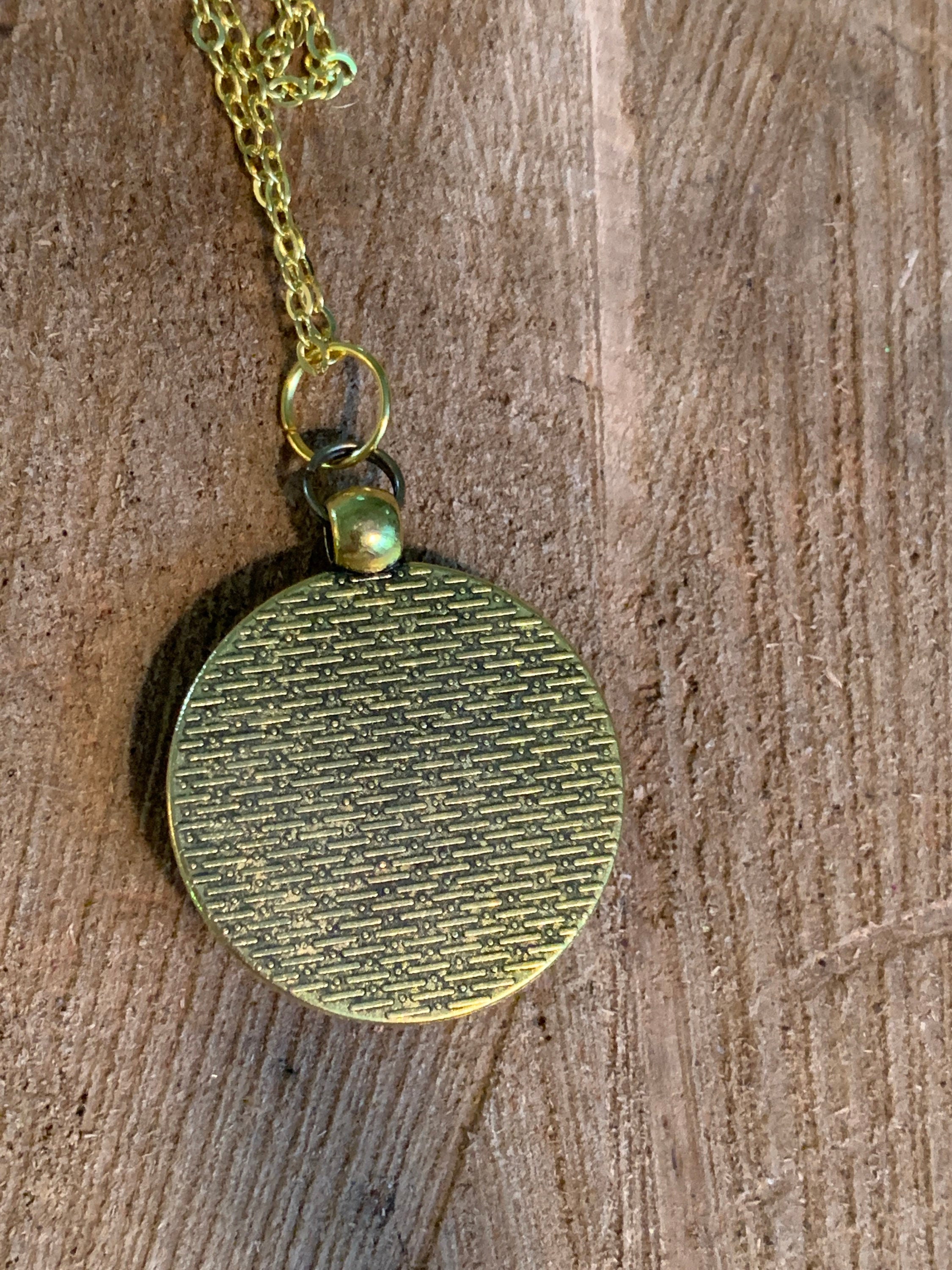 Mystical Half Green Half Blue Face Surrounded in Golden Pendant Etsy UK