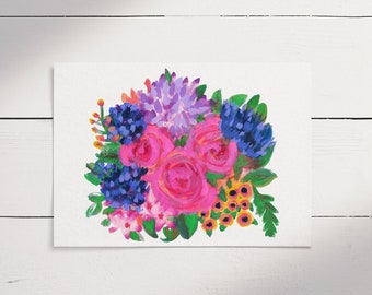 Heldere bloemen kunst aan de muur • botanische kunst aan de muur • digitale kunst • instant download • bloemen afdrukbaar • bloem aquarel kunst • helder huis decor