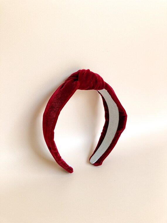Red Burgundy Velvet Knot Headband Hairband, Gift Ideas  display picture 1