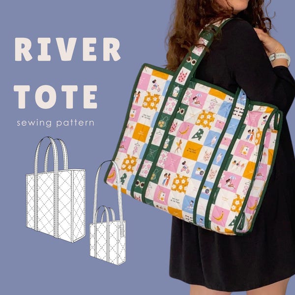 River-draagtas pdf-naaipatroon: beginnersvriendelijk gewatteerd ontwerp (projectorbestand)