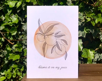 Juice - handlettered Lizzo song lyric greetings card