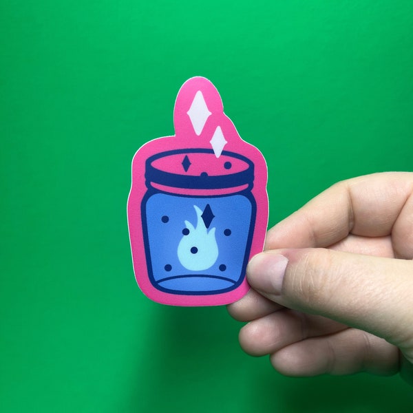 Die Cut Sticker - will-o'-the-wisp trapped in jar - Cute matte sticker - Little gift - Stationary