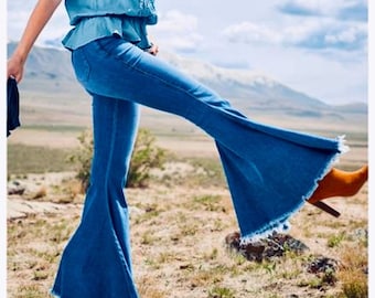 Bell Bottom Denim Jeans - Etsy