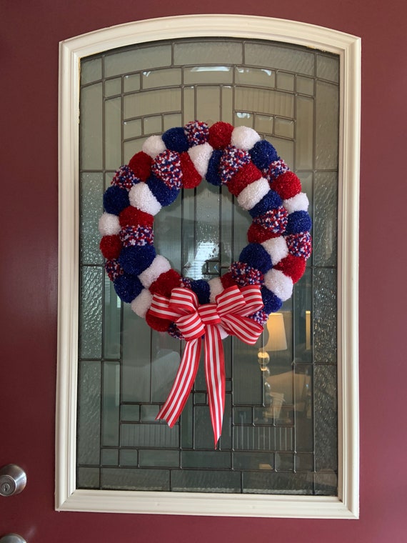 Patriotic Pom Pom Wreath 