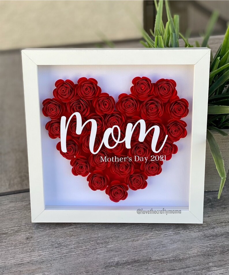 Mothers Day Paper Flower Shadow Box 8x8 Rolled Paper Flowers - Etsy