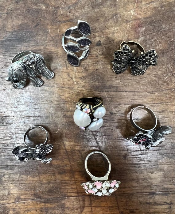 7 Adjustable Vintage Statement Rings - image 4