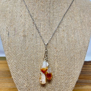 Raw Citrine Necklace, Healing Crystal Stone Necklace